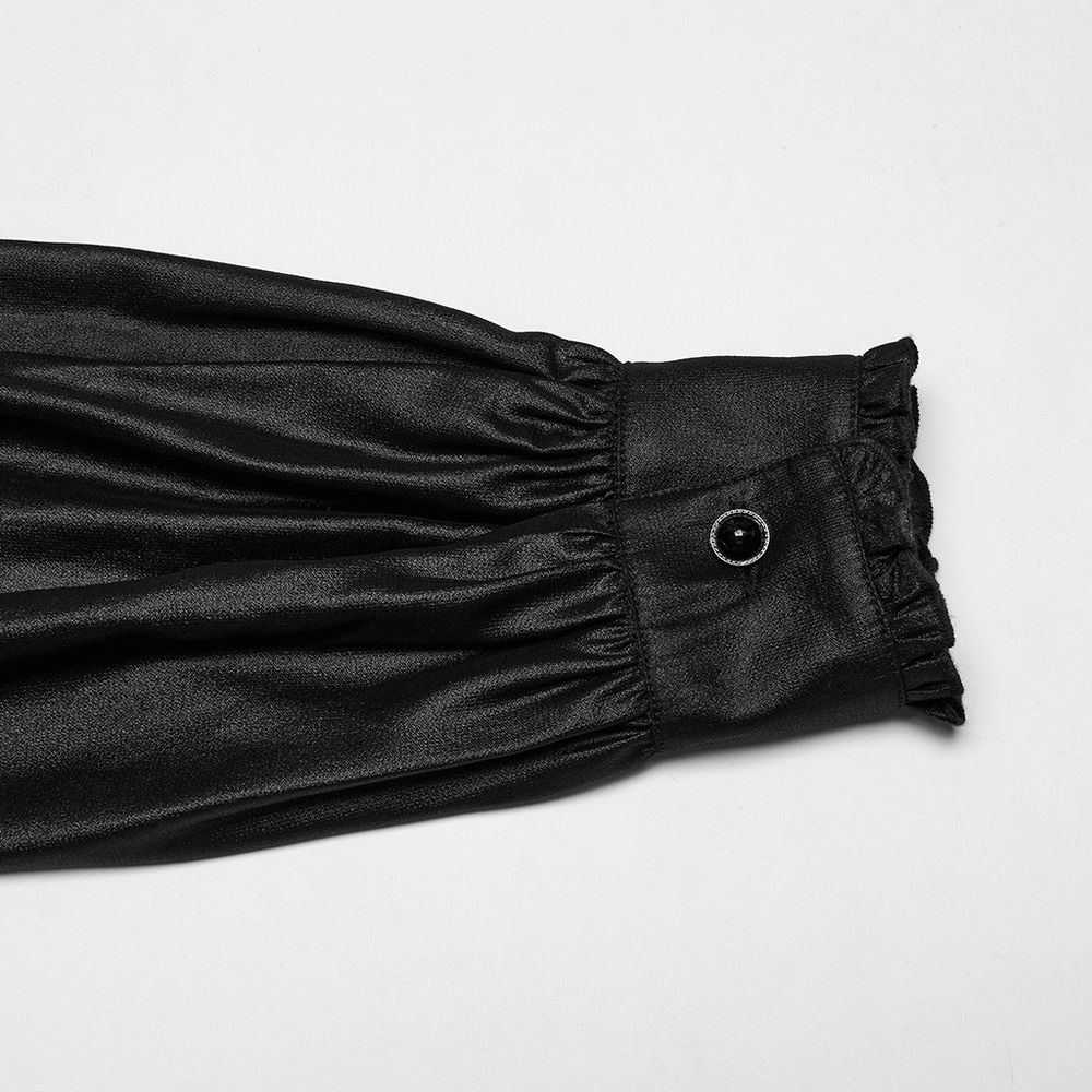 US SALE of Men's Gothic Chiffon Shirt with Ruffles and Lace