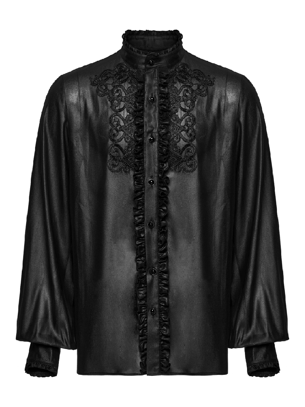 US SALE of Men's Gothic Chiffon Shirt with Ruffles and Lace