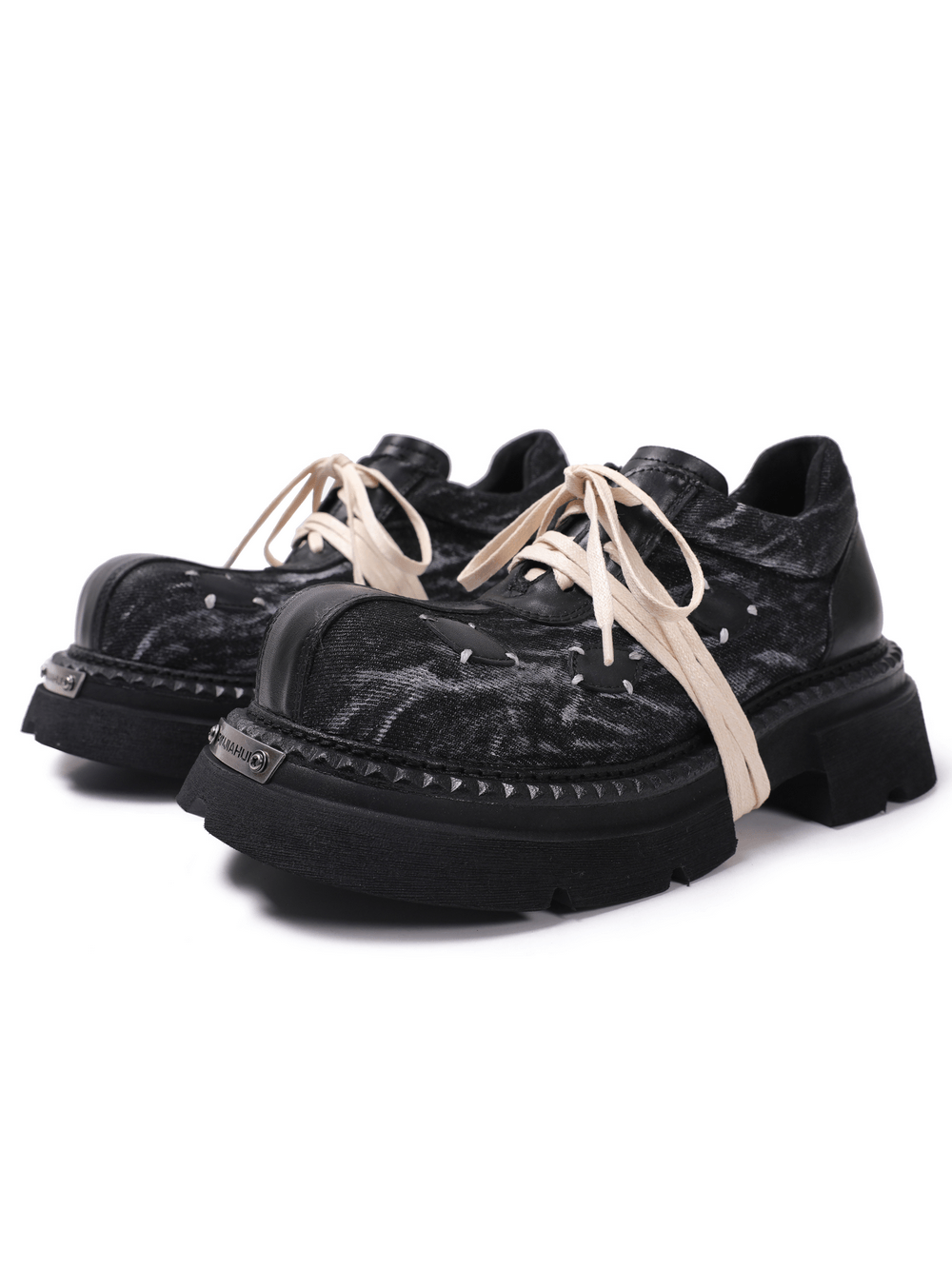 Men's Gothic Distressed Platform Shoes with Long Laces