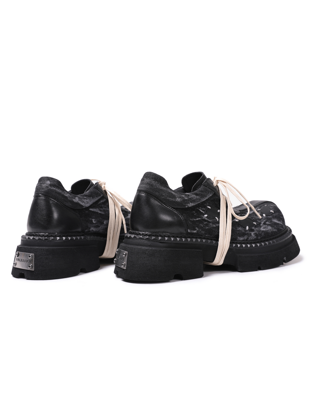 Men's Gothic Distressed Platform Shoes with Long Laces