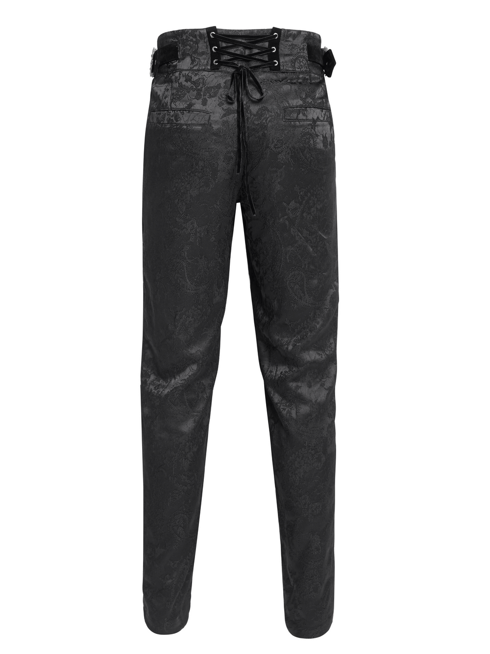 Men's Gothic Embroidered Pants with Lace-Up and Zip Front