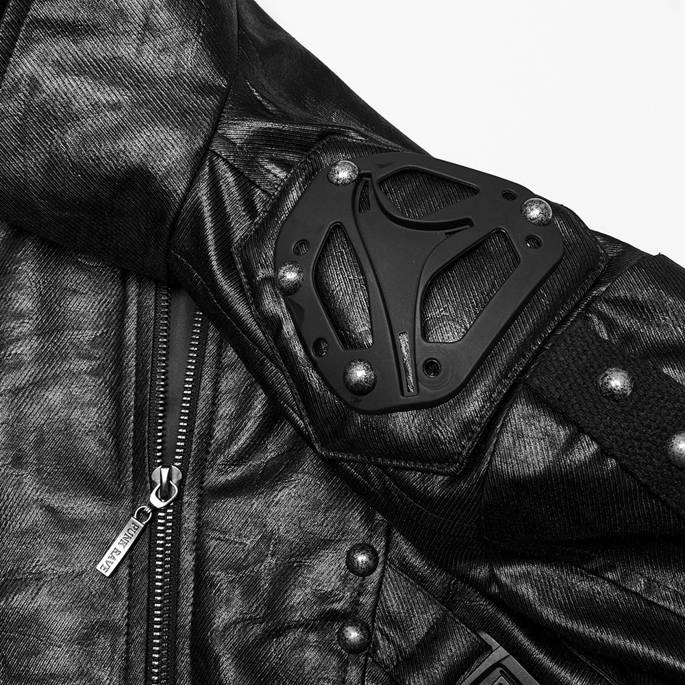 Men's Gothic Faux Leather Cyberpunk Trench Coat