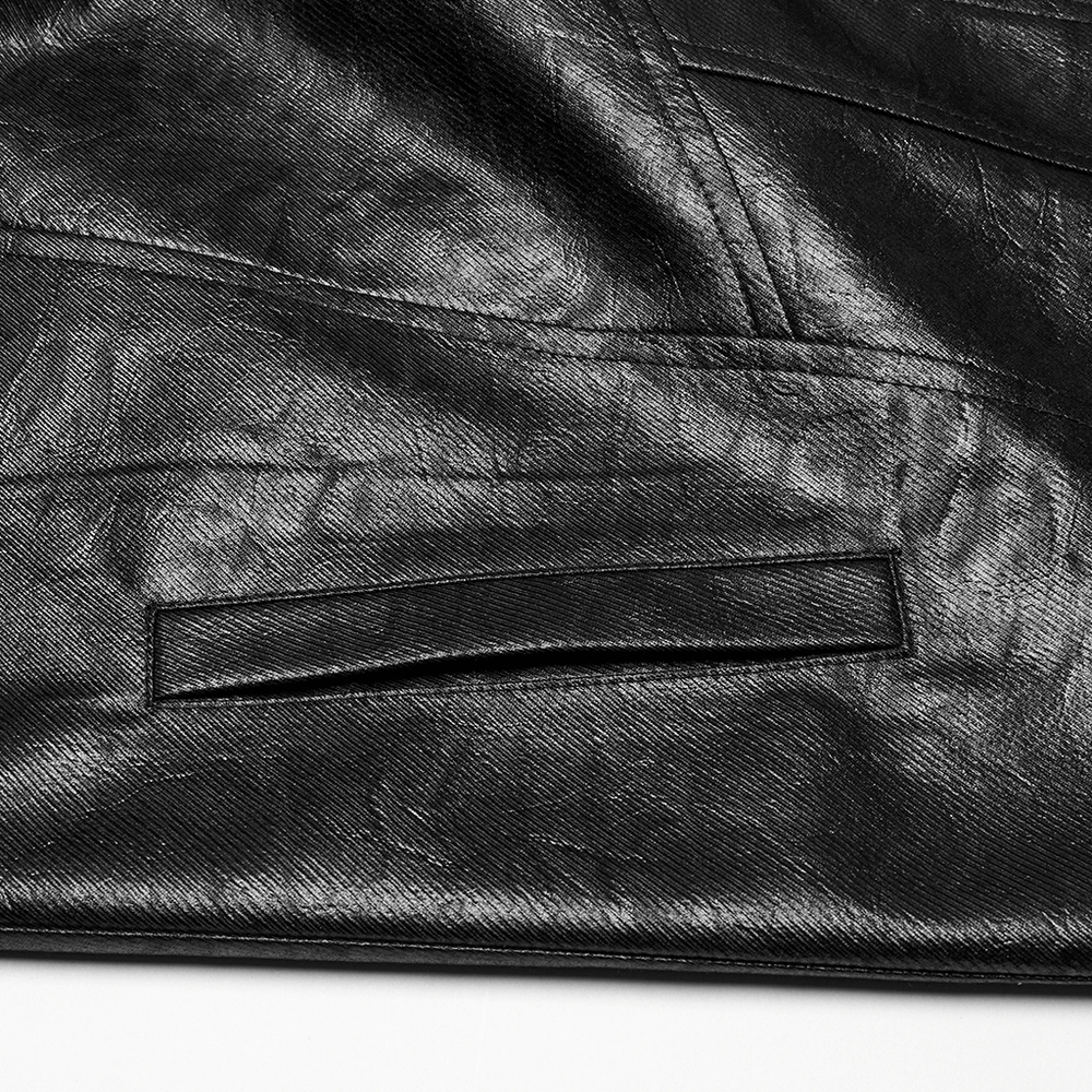 Men's Gothic Faux Leather Cyberpunk Trench Coat