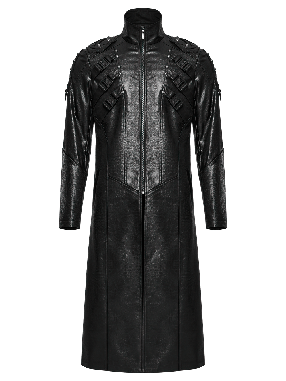 Men's Gothic Faux Leather Cyberpunk Trench Coat