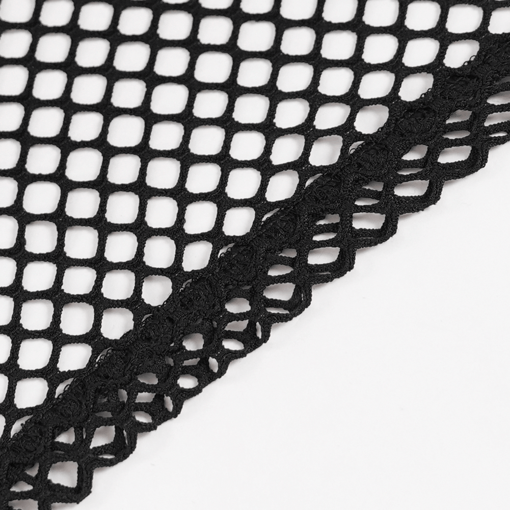 Men's Gothic Fishnet Shirt with Studded Buckles