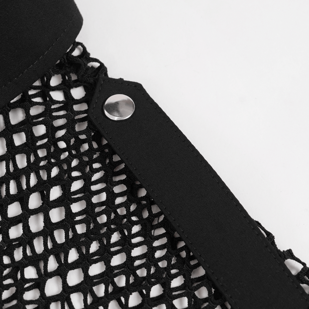 Men's Gothic Fishnet Shirt with Studded Buckles