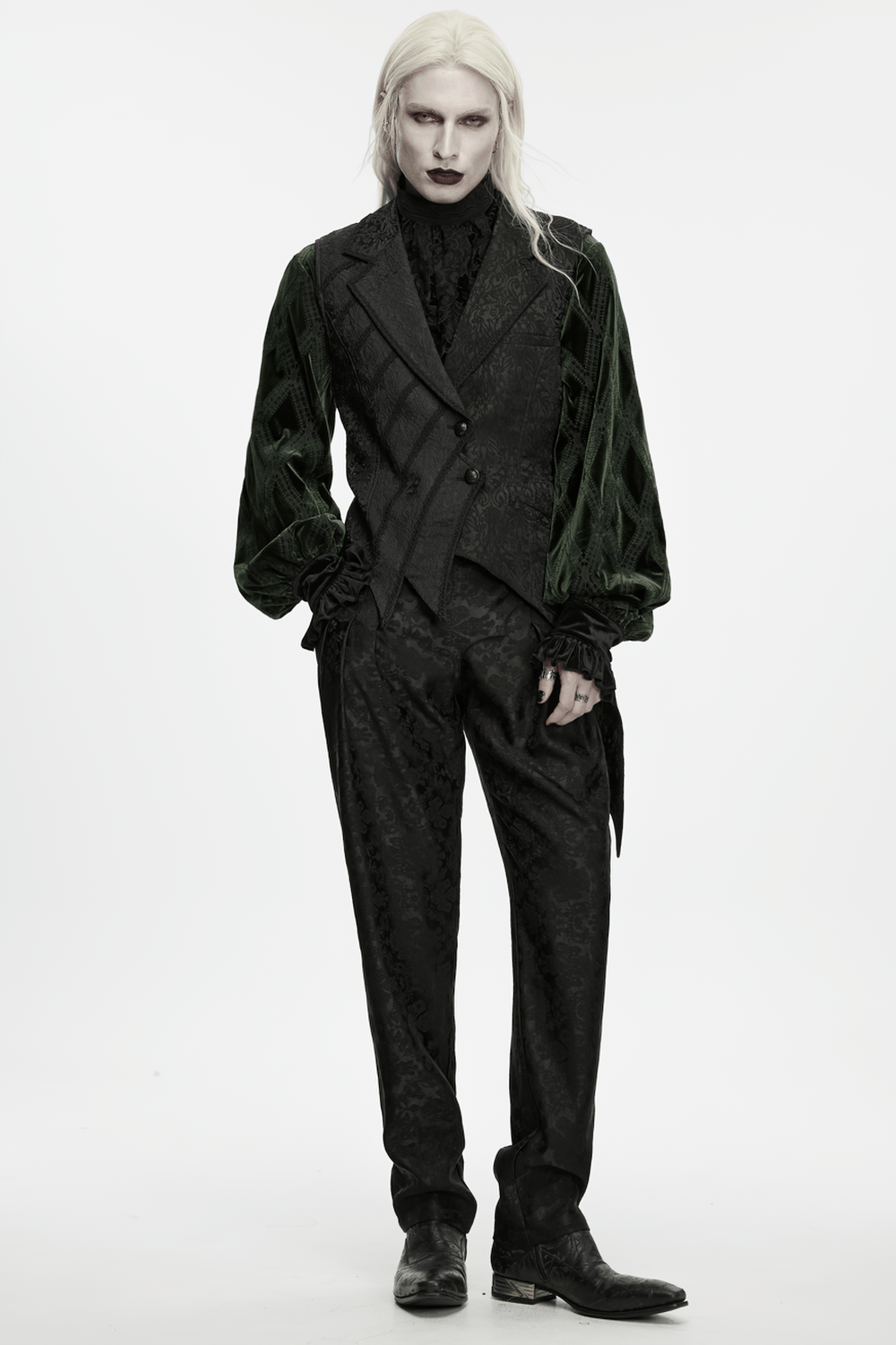 Men's Gothic Jacquard Asymmetrical Tailcoat Vest