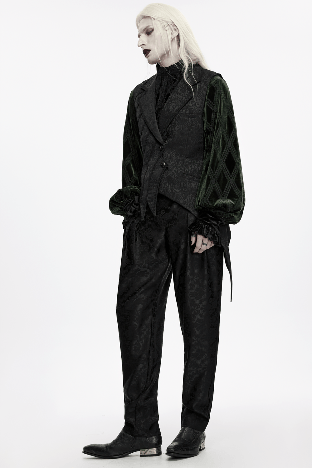 Men's Gothic Jacquard Asymmetrical Tailcoat Vest