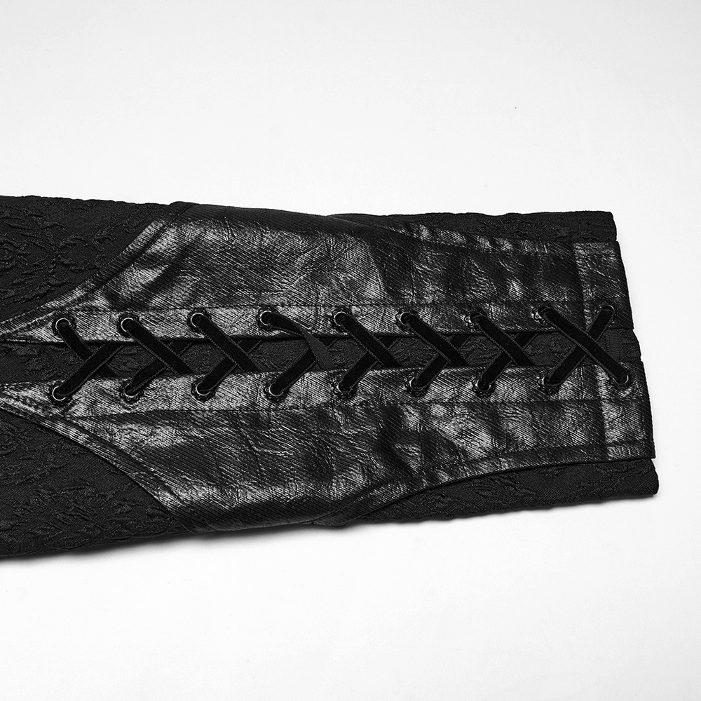 Men's Gothic Jacquard Coat with Bat Lapel and Details