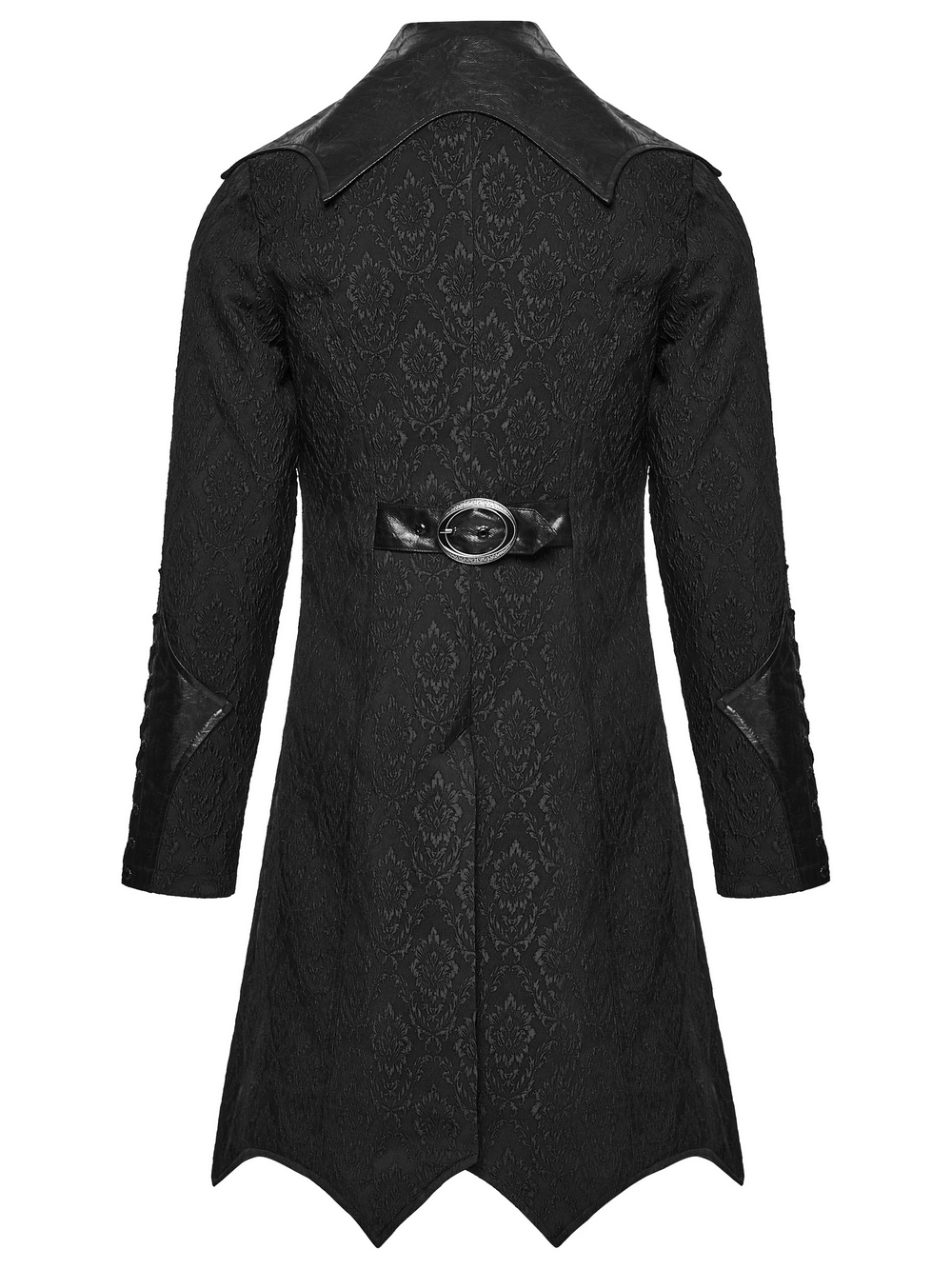Men's Gothic Jacquard Coat with Bat Lapel and Details