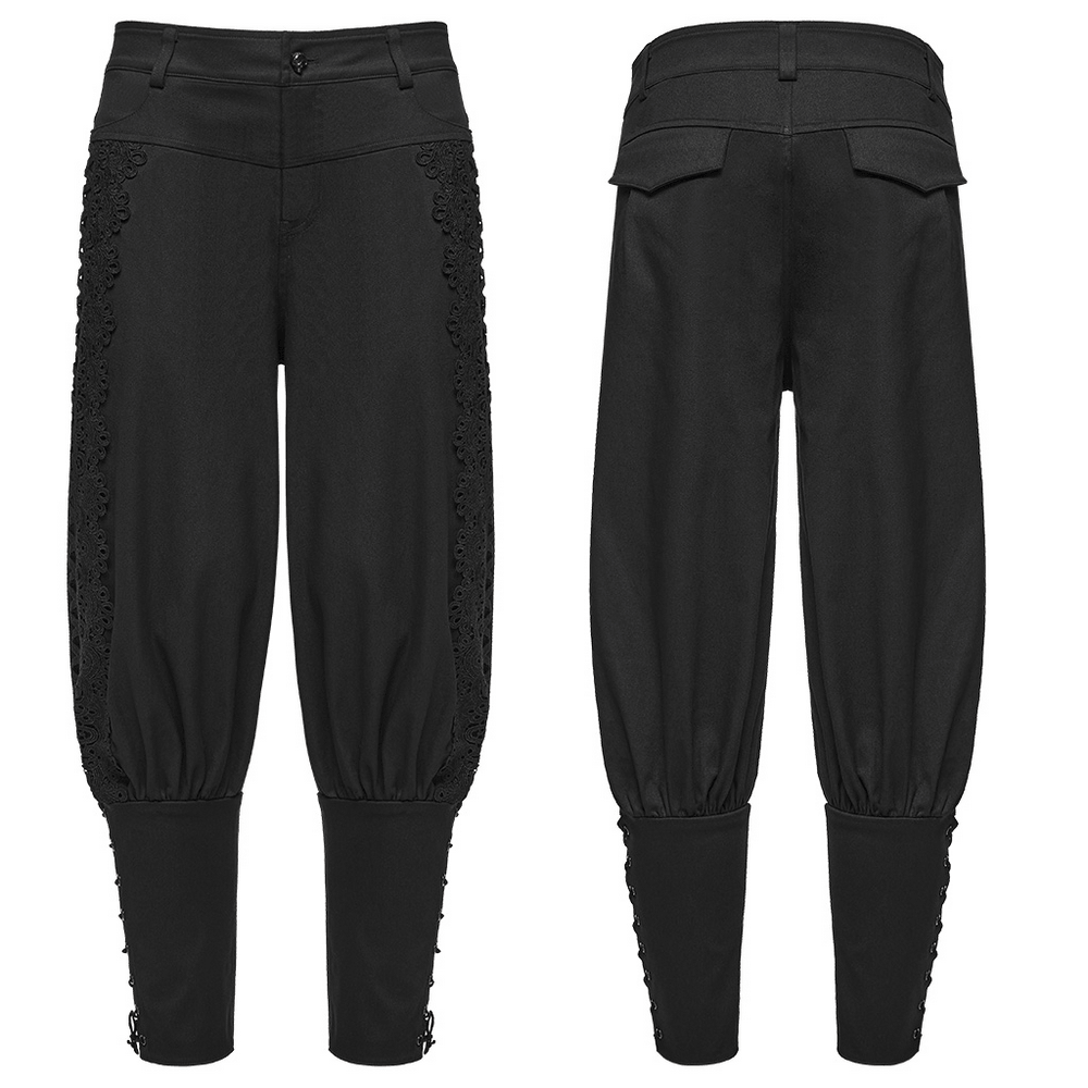 Men's Gothic Lace Panel Lantern Military Cargo Pants