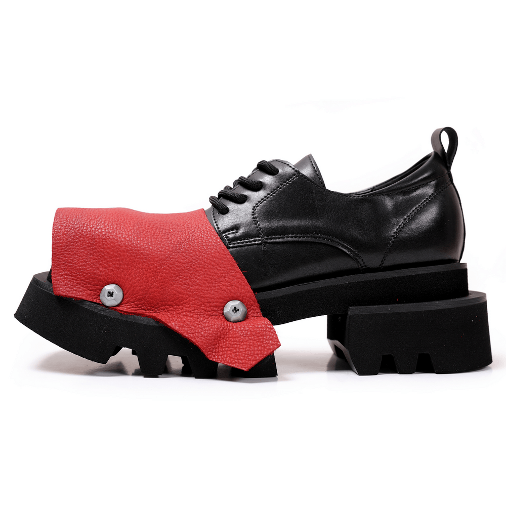 Men's Gothic Lace Up Shoes with Rugged Lug Sole and Overlay