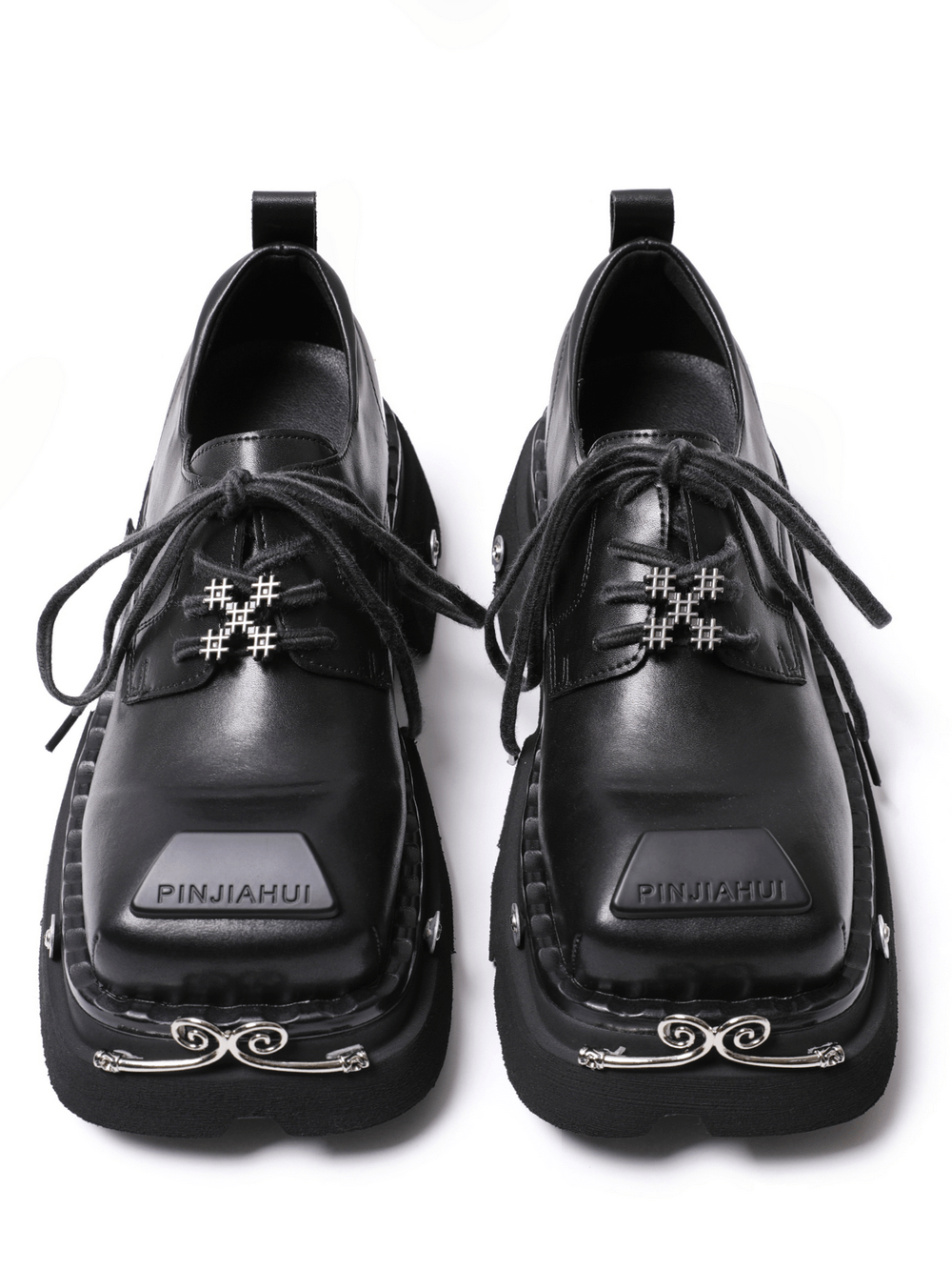 Men's Gothic Platform Derby Shoes with Metal Accents