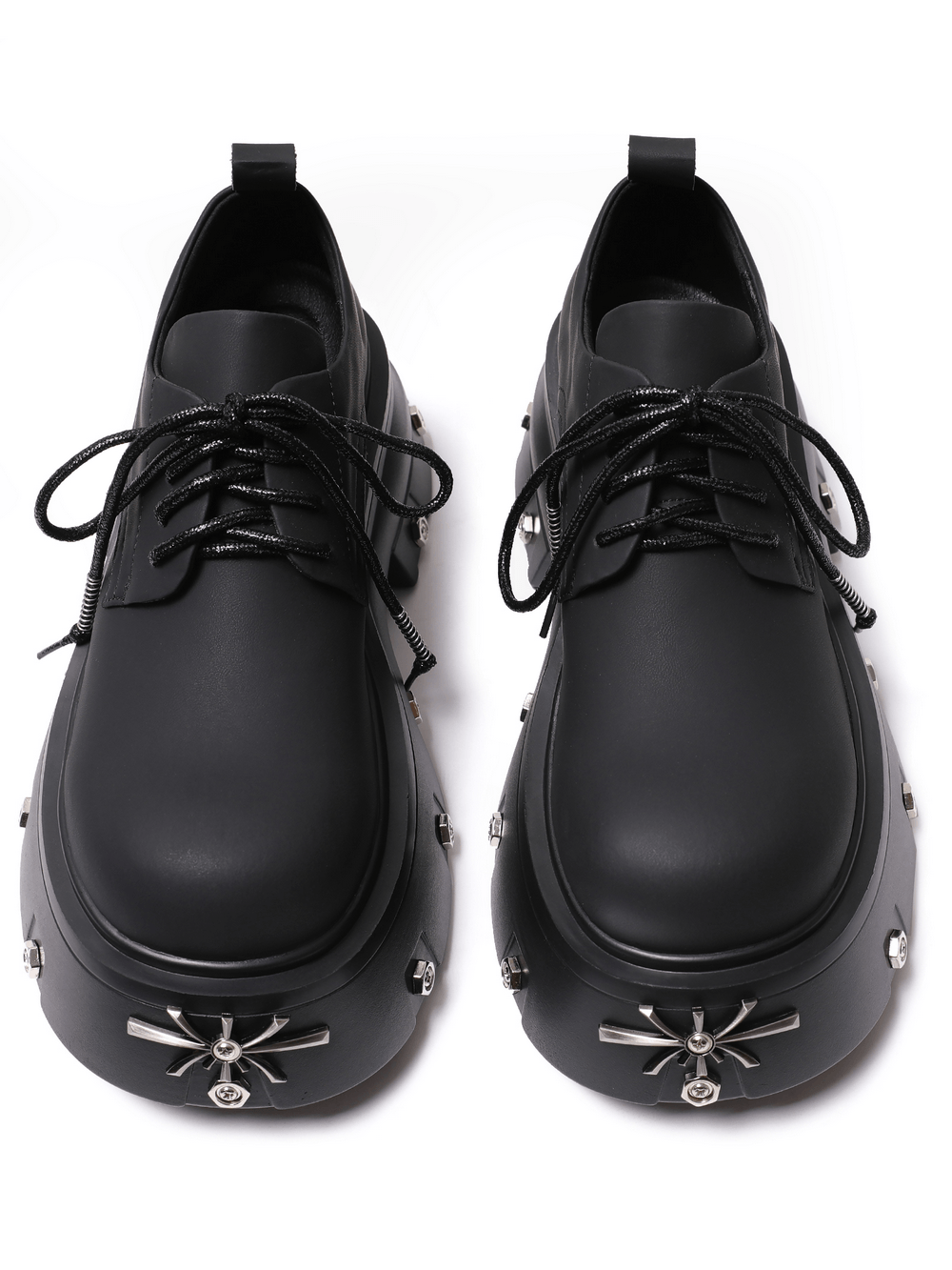 Men's Gothic Platform Derby Shoes with Spider Charm