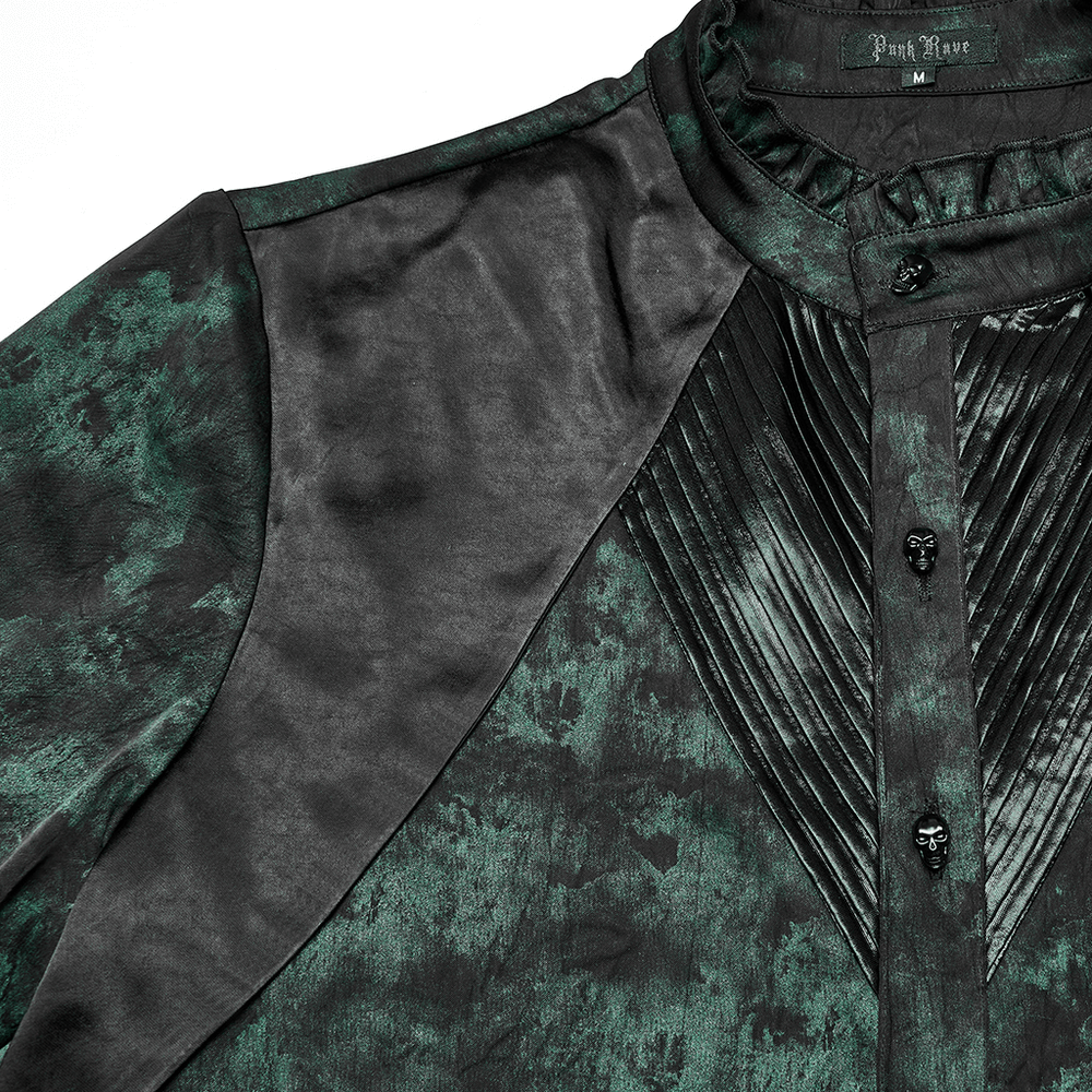 Men's Gothic Pleated Texture Long Sleeved Shirt