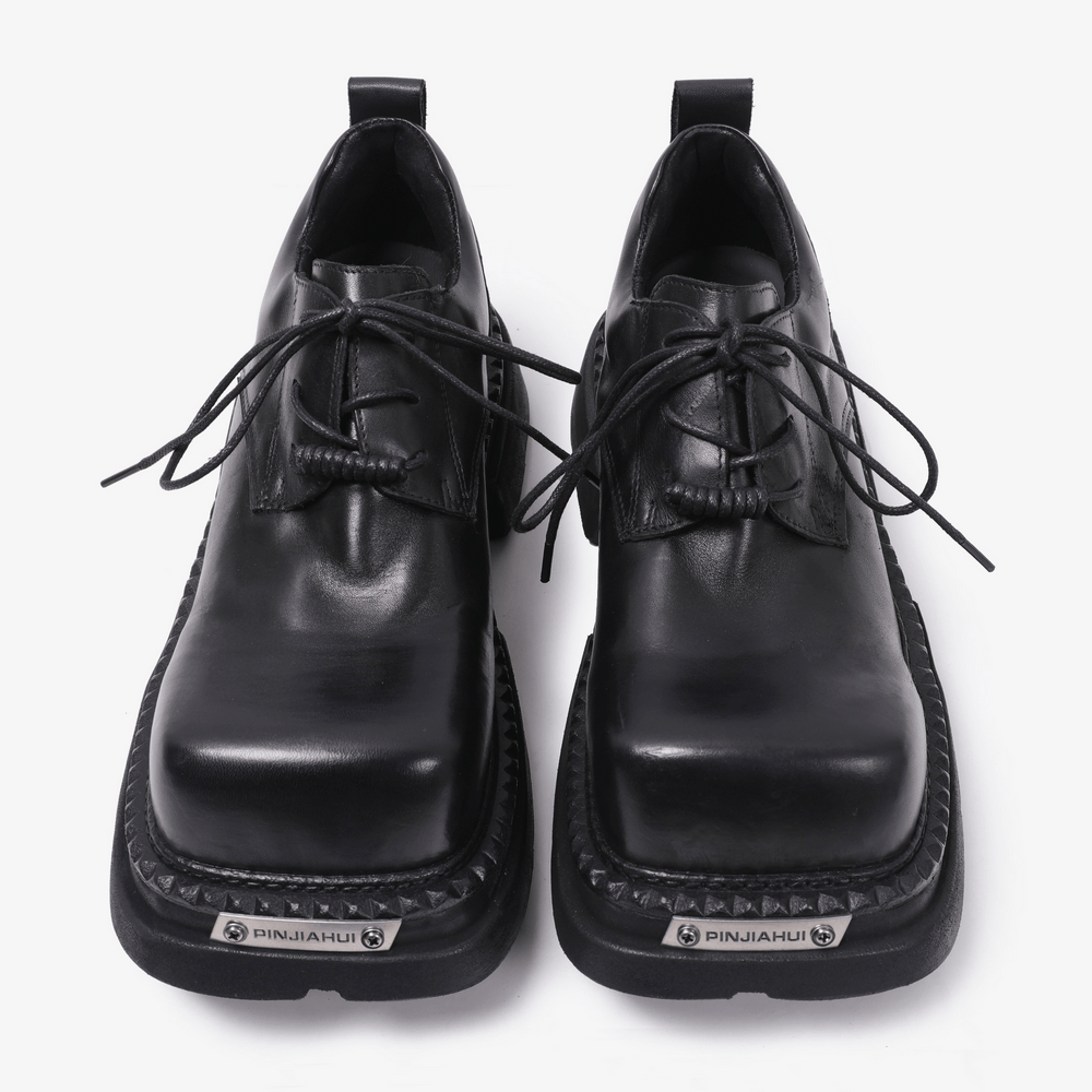 Men's Gothic Punk Black Lace Up Chunky Derby Shoes