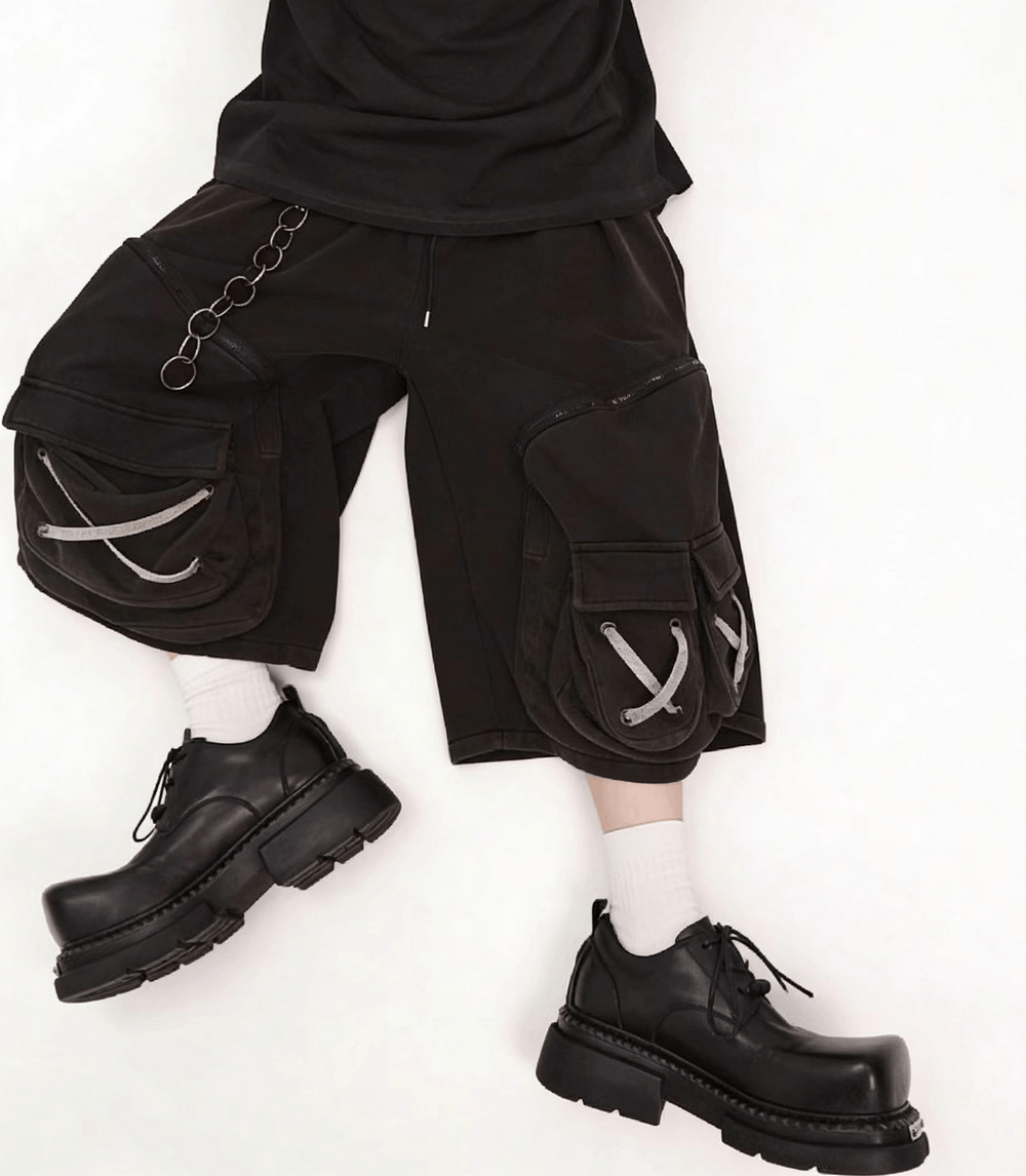 Men's Gothic Punk Black Lace Up Chunky Derby Shoes