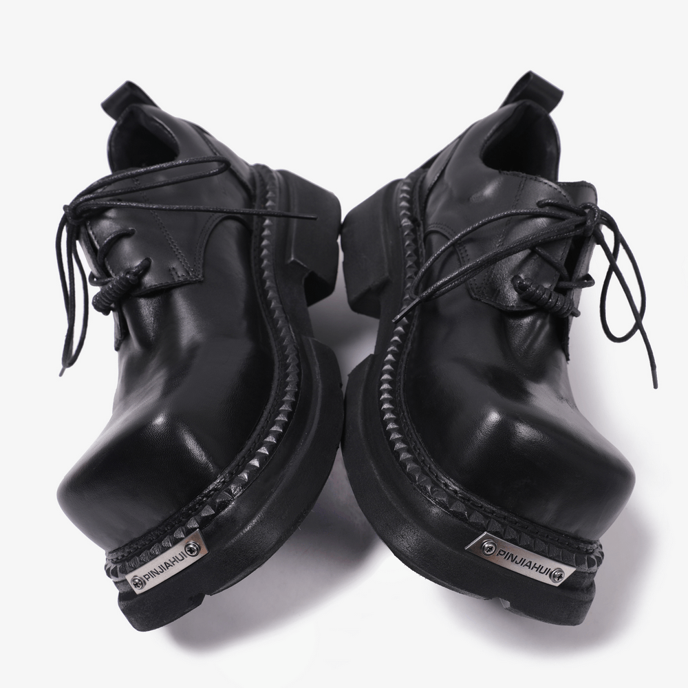 Men's Gothic Punk Black Lace Up Chunky Derby Shoes