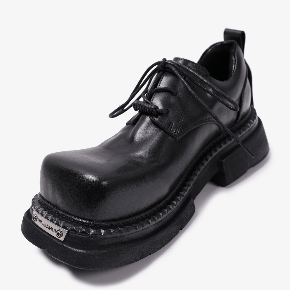Men's Gothic Punk Black Lace Up Chunky Derby Shoes