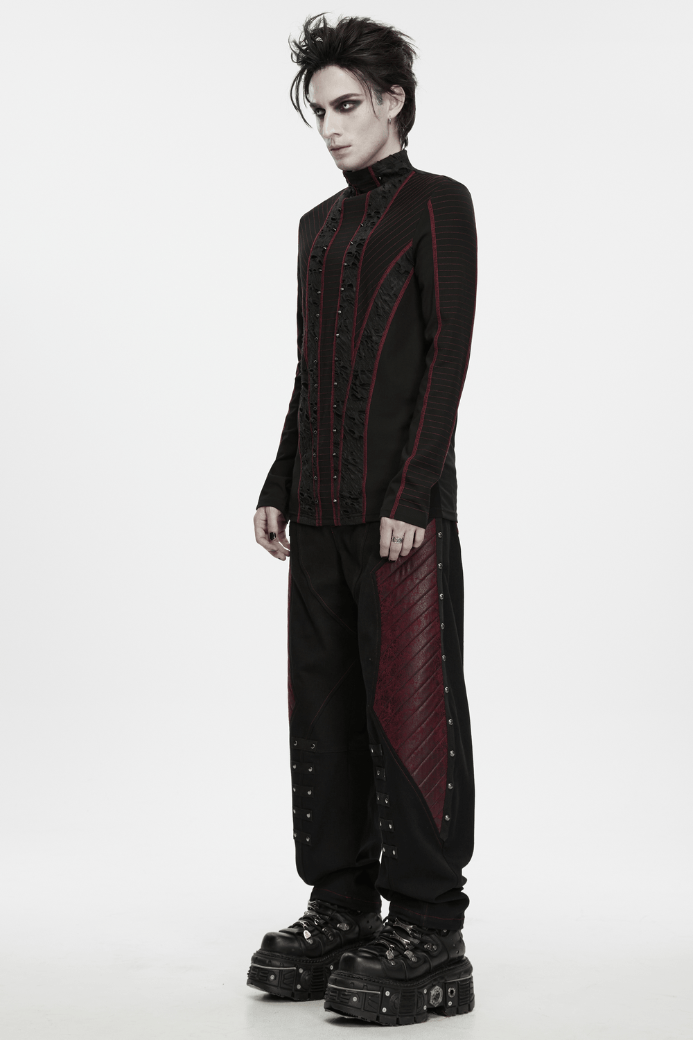 Men's Gothic Punk Geometric Knit Long-Sleeved Top