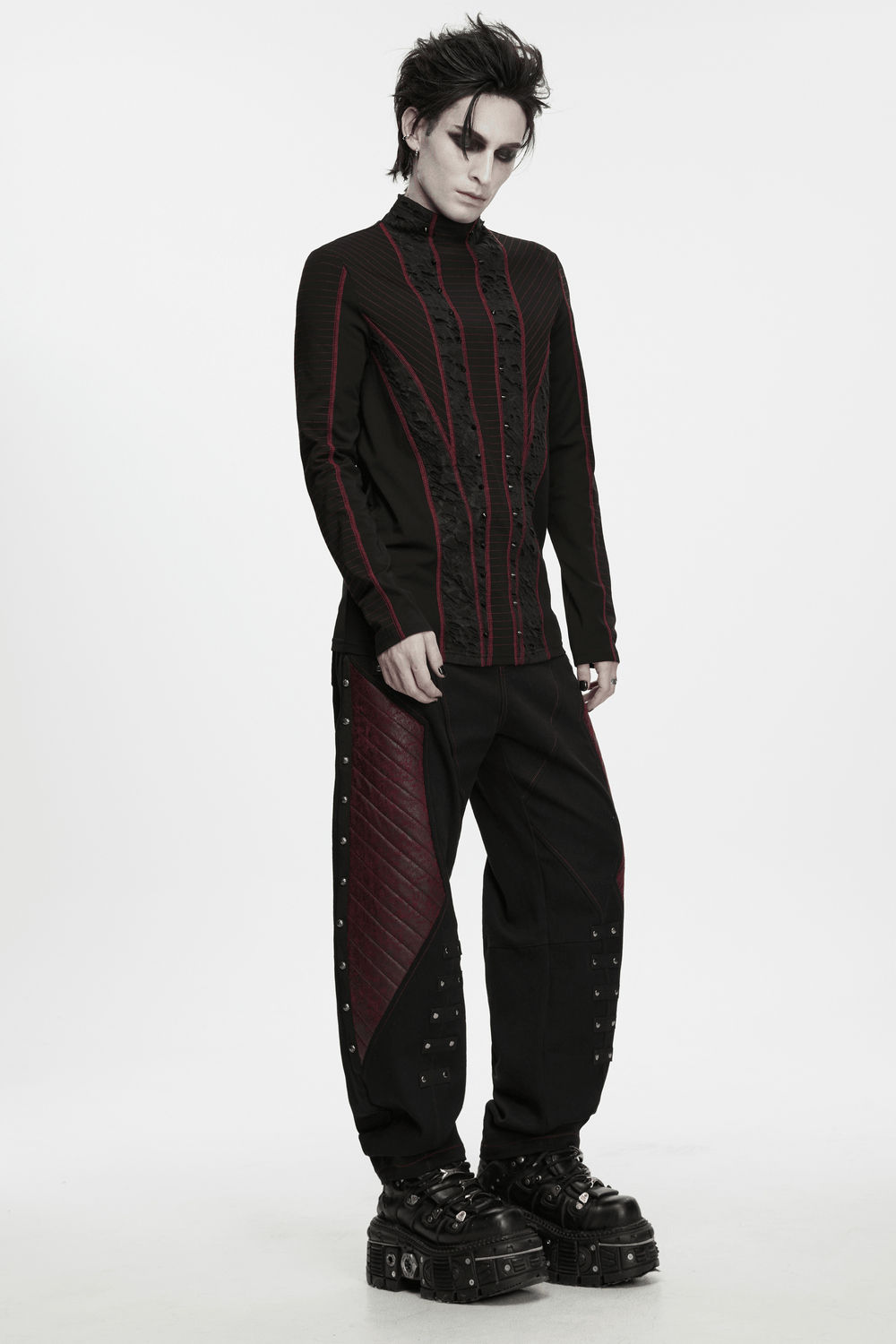 Men's Gothic Punk Geometric Knit Long-Sleeved Top