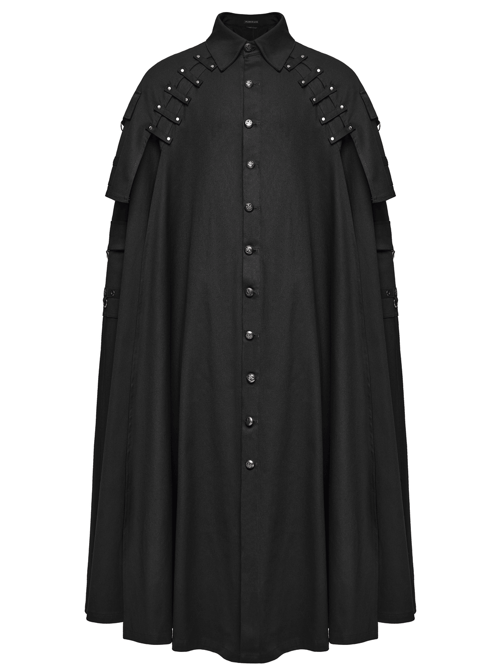 Men's Gothic Punk Long Cloak with Strap Details