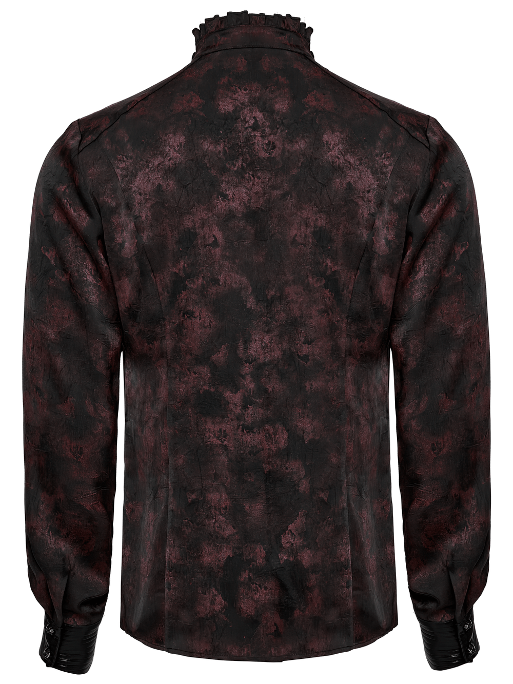 Men's Gothic Shirt with Pleated Collar and Leather Trim