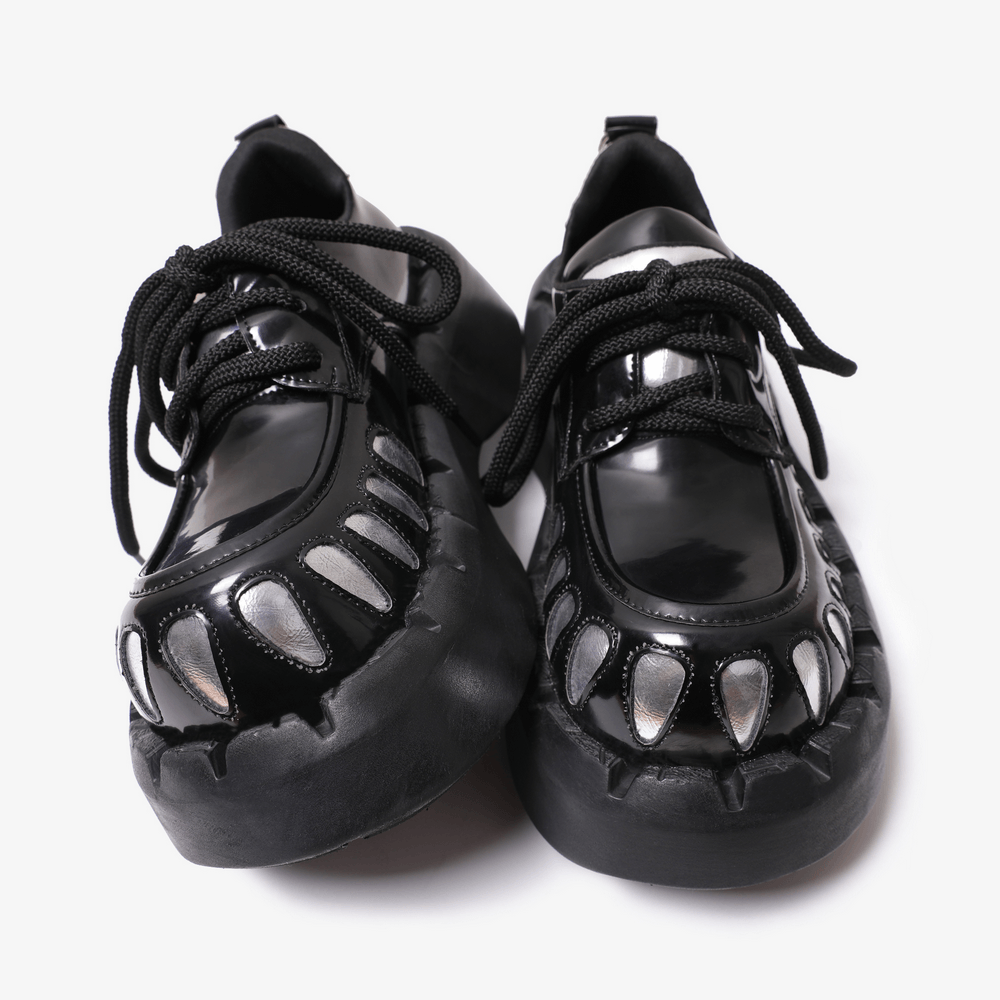 Men's Gothic Silver Claw Platform Lace-Up Shoes