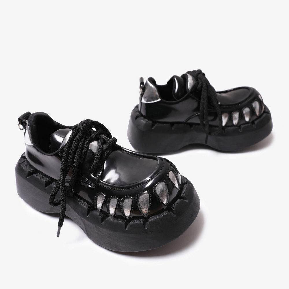 Men's Gothic Silver Claw Platform Lace-Up Shoes