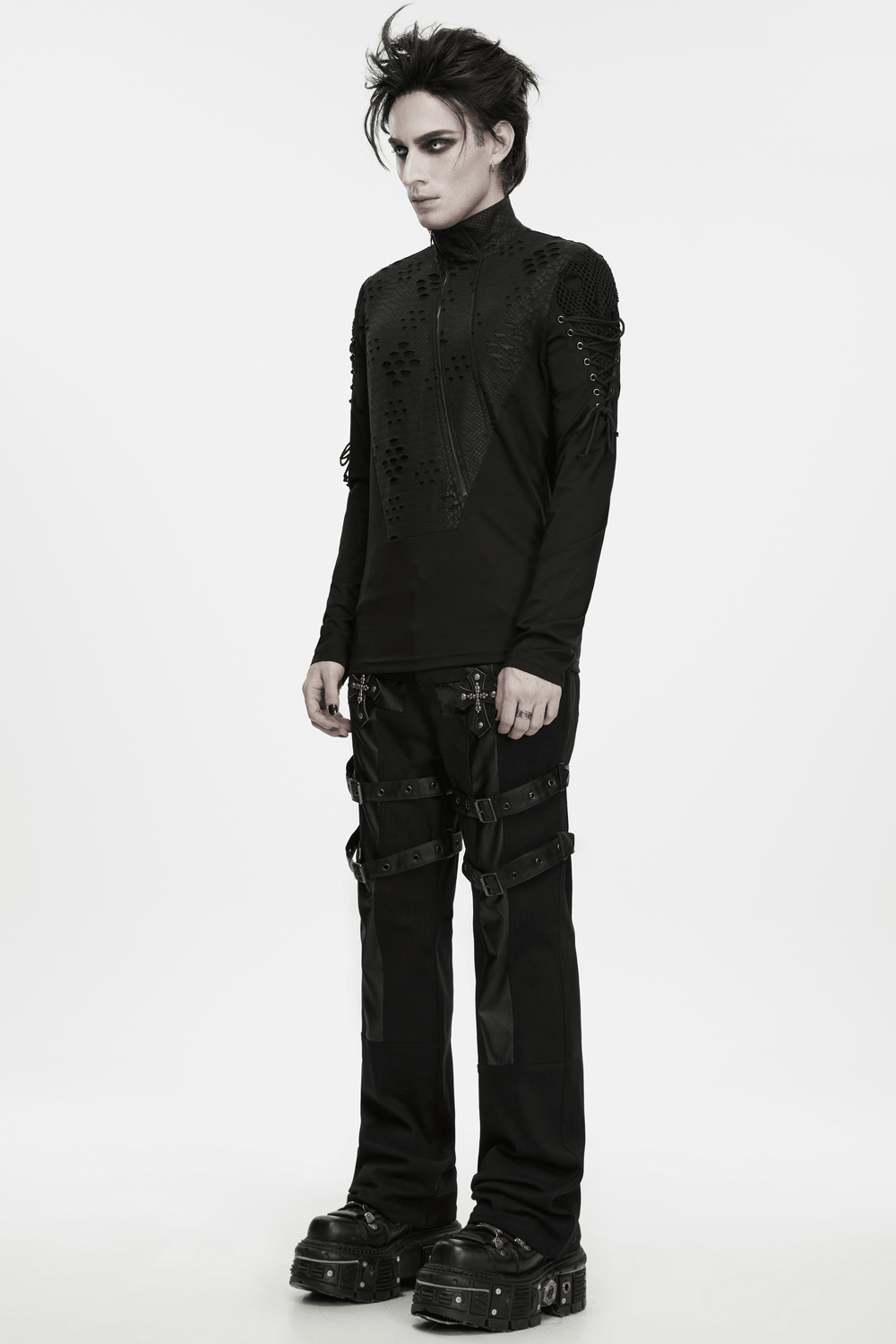 Men's Gothic Snake Texture Techwear Turtleneck Top
