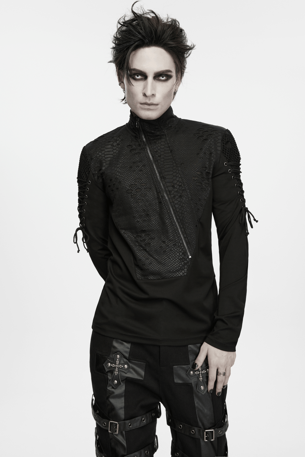 Men's Gothic Snake Texture Techwear Turtleneck Top