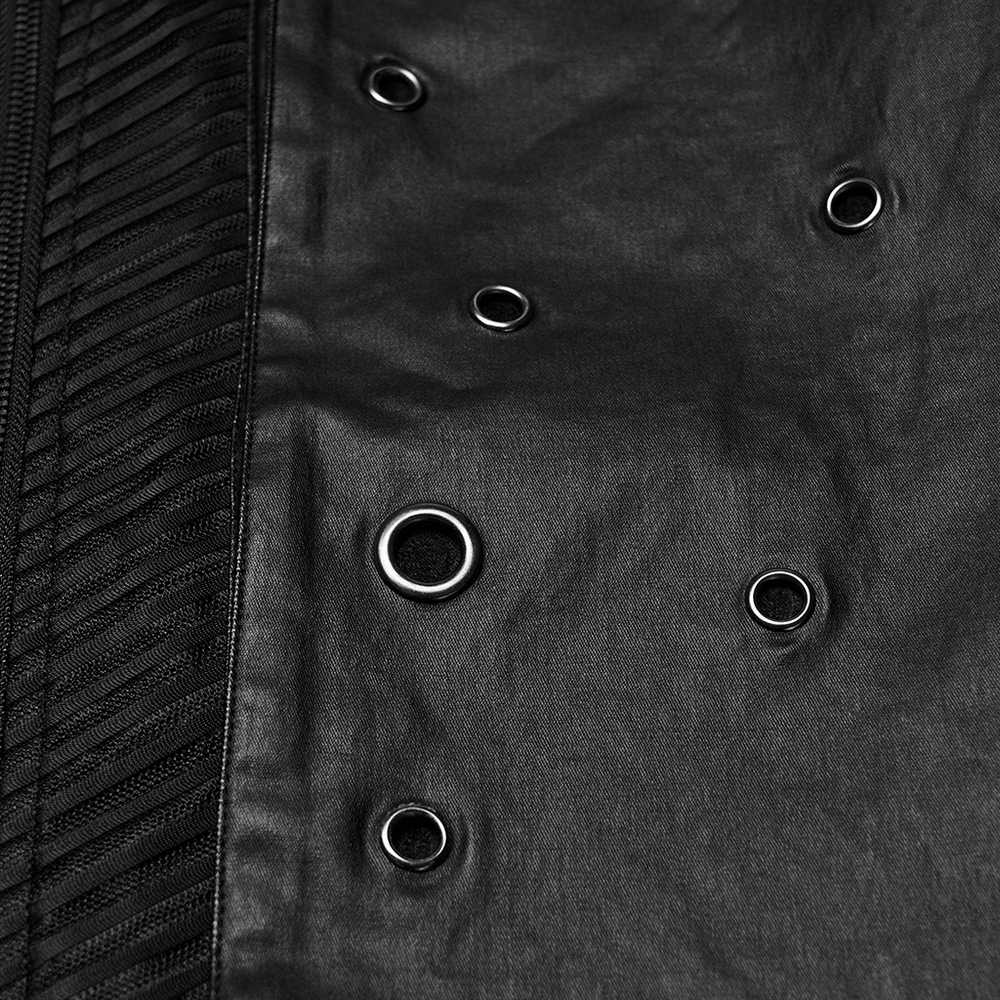 Men's Gothic Suede and Twill Cyberpunk Eyelet Jacket
