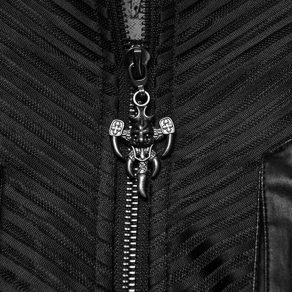 Men's Gothic Suede and Twill Cyberpunk Eyelet Jacket