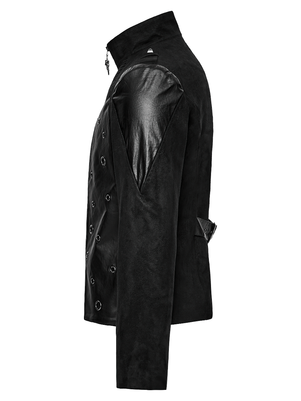 Men's Gothic Suede and Twill Cyberpunk Eyelet Jacket