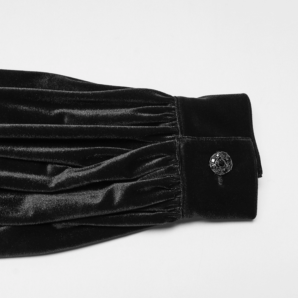 Men's Gothic Velvet Shirt with Embroidery and Ruffles