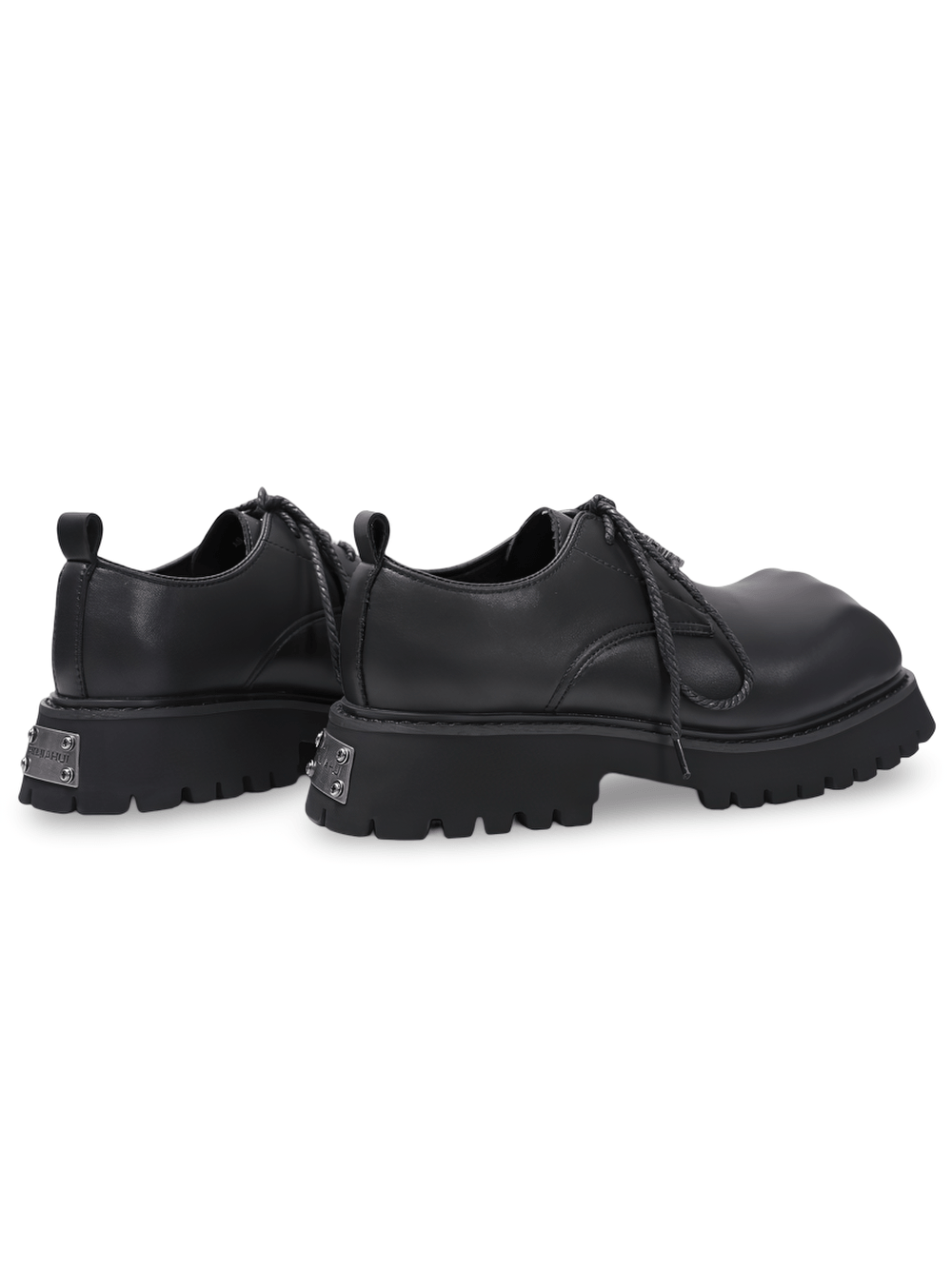 Men's Punk Black Lace-Up Derby Shoes with Lug Soles
