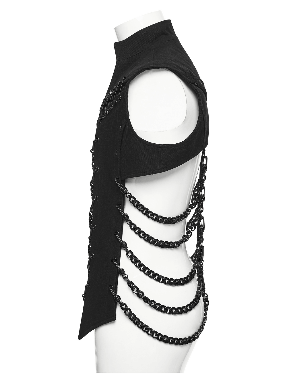 Men's Punk Chain Harness Stand Collar Open Vest