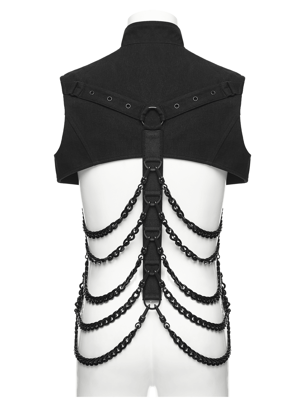 Men's Punk Chain Harness Stand Collar Open Vest