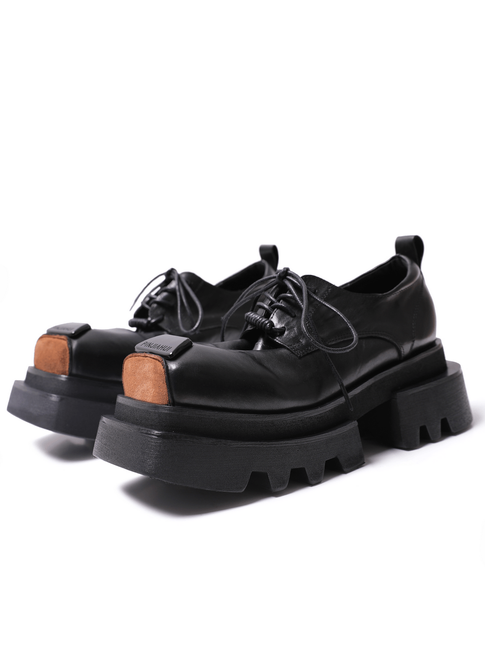 Men's Punk Chunky Lace-Up Shoes with Toe Panels