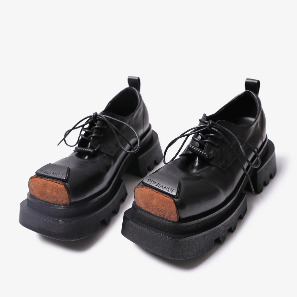 Men's Punk Chunky Lace-Up Shoes with Toe Panels