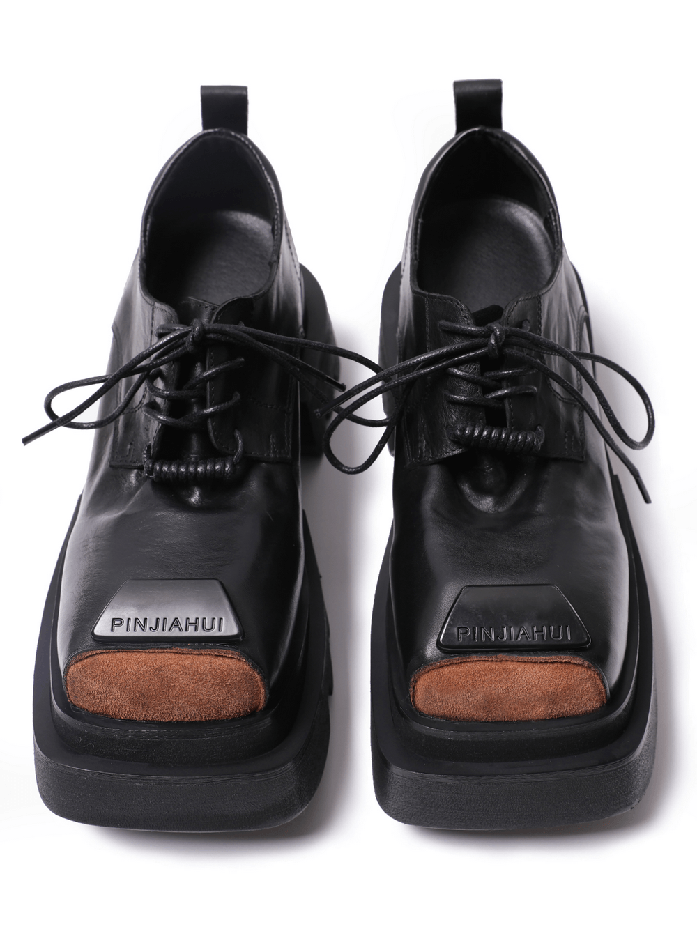 Men's Punk Chunky Lace-Up Shoes with Toe Panels