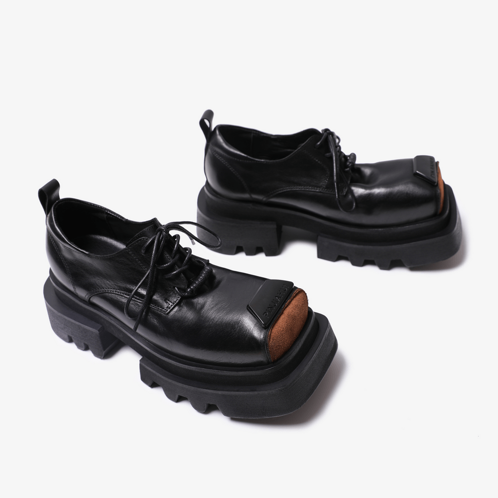 Men's Punk Chunky Lace-Up Shoes with Toe Panels