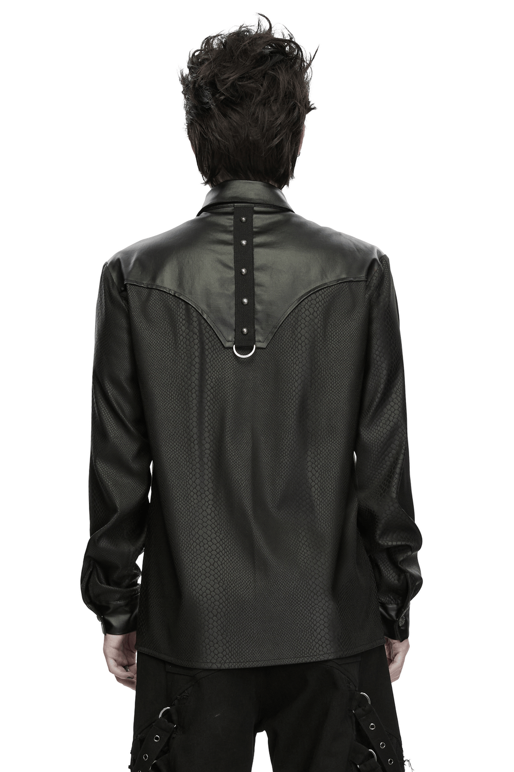 Men's Punk Snake Pattern Shirt with Studded Details