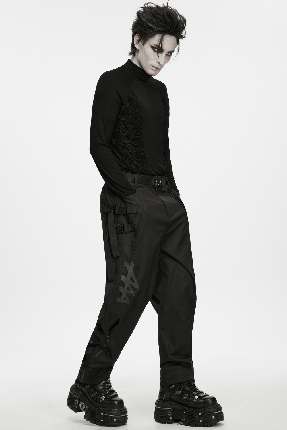 Men's Techwear Convertible Cargo Pants with Buckle Straps
