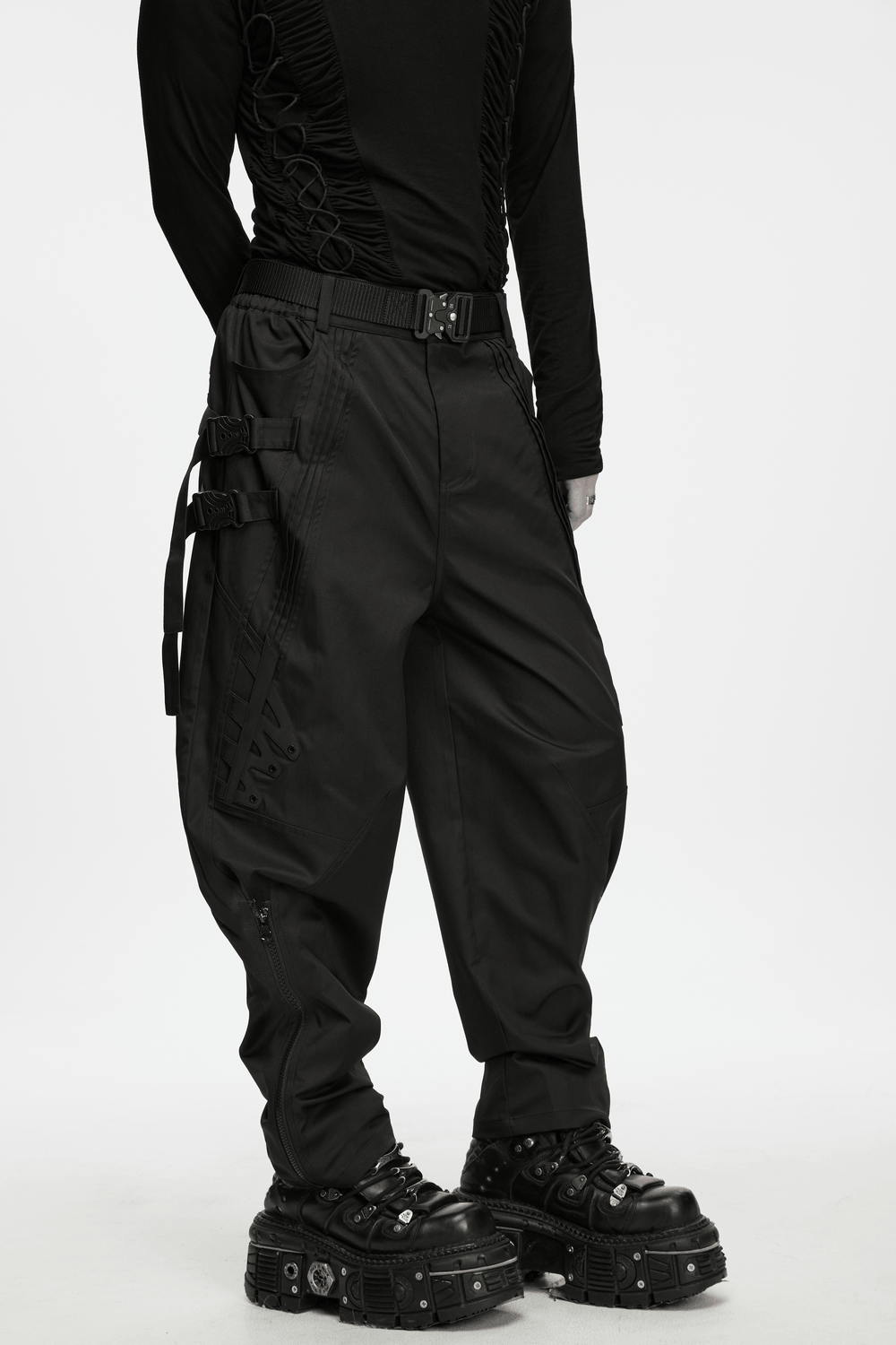 Men's Techwear Convertible Cargo Pants with Buckle Straps