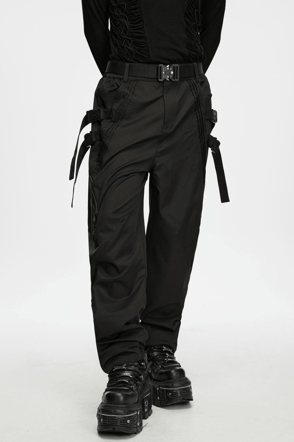Men's Techwear Convertible Cargo Pants with Buckle Straps