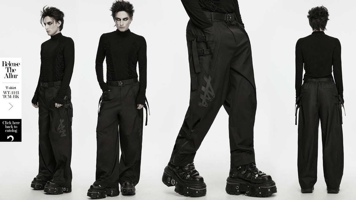 Men's Techwear Convertible Cargo Pants with Buckle Straps