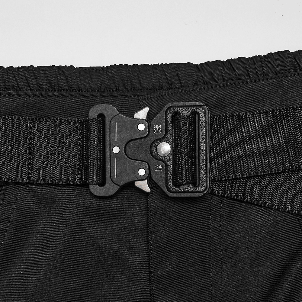 Men's Techwear Convertible Cargo Pants with Buckle Straps