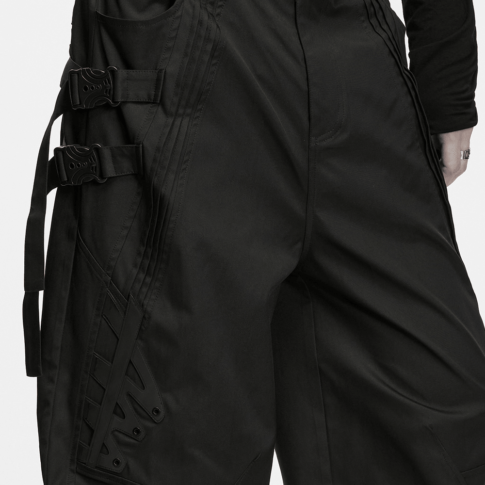 Men's Techwear Convertible Cargo Pants with Buckle Straps