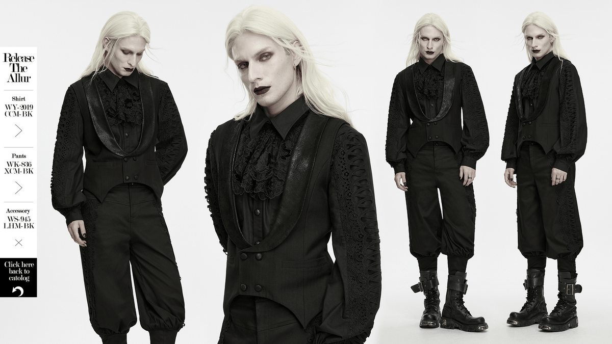 Men's Victorian Gothic Pointed Hem Waistcoat